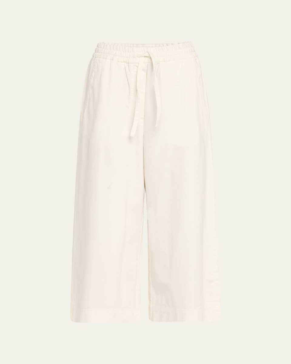 Anagram Drawstring Wide Leg Cropped Denim Trousers